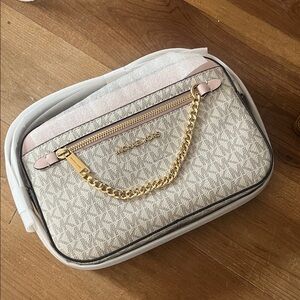 Michael Kors Beige and Gold Crossbody Bag